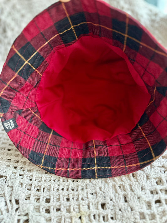Red tartan hat