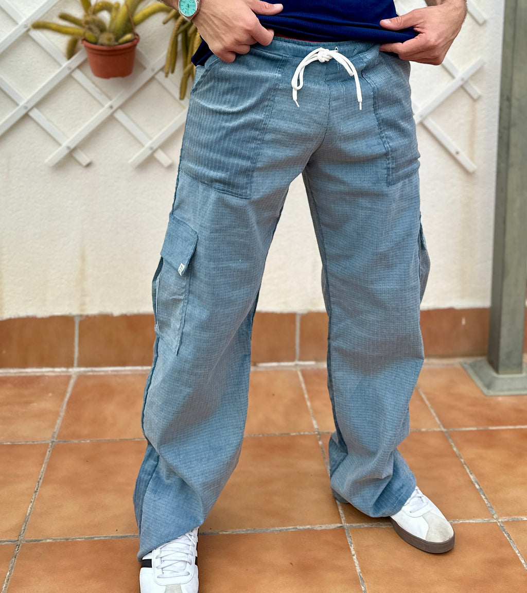 Blue grey cargo pants