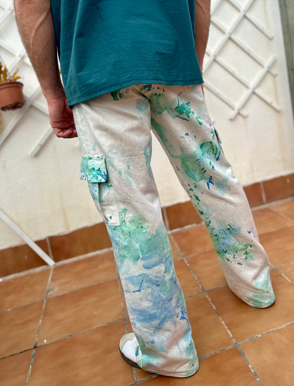 Ice dye cargo pants