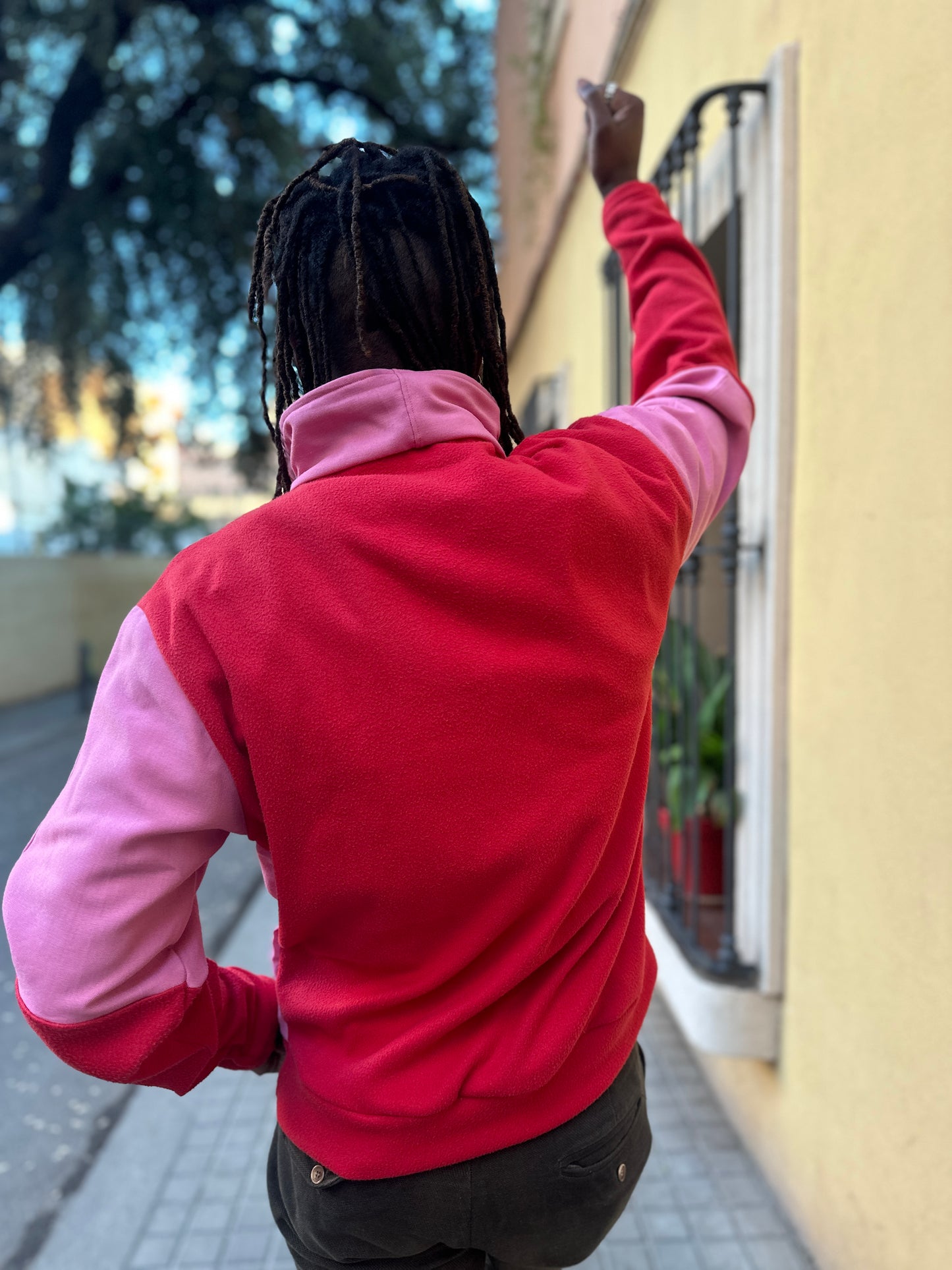 Red and pink sweatshirt