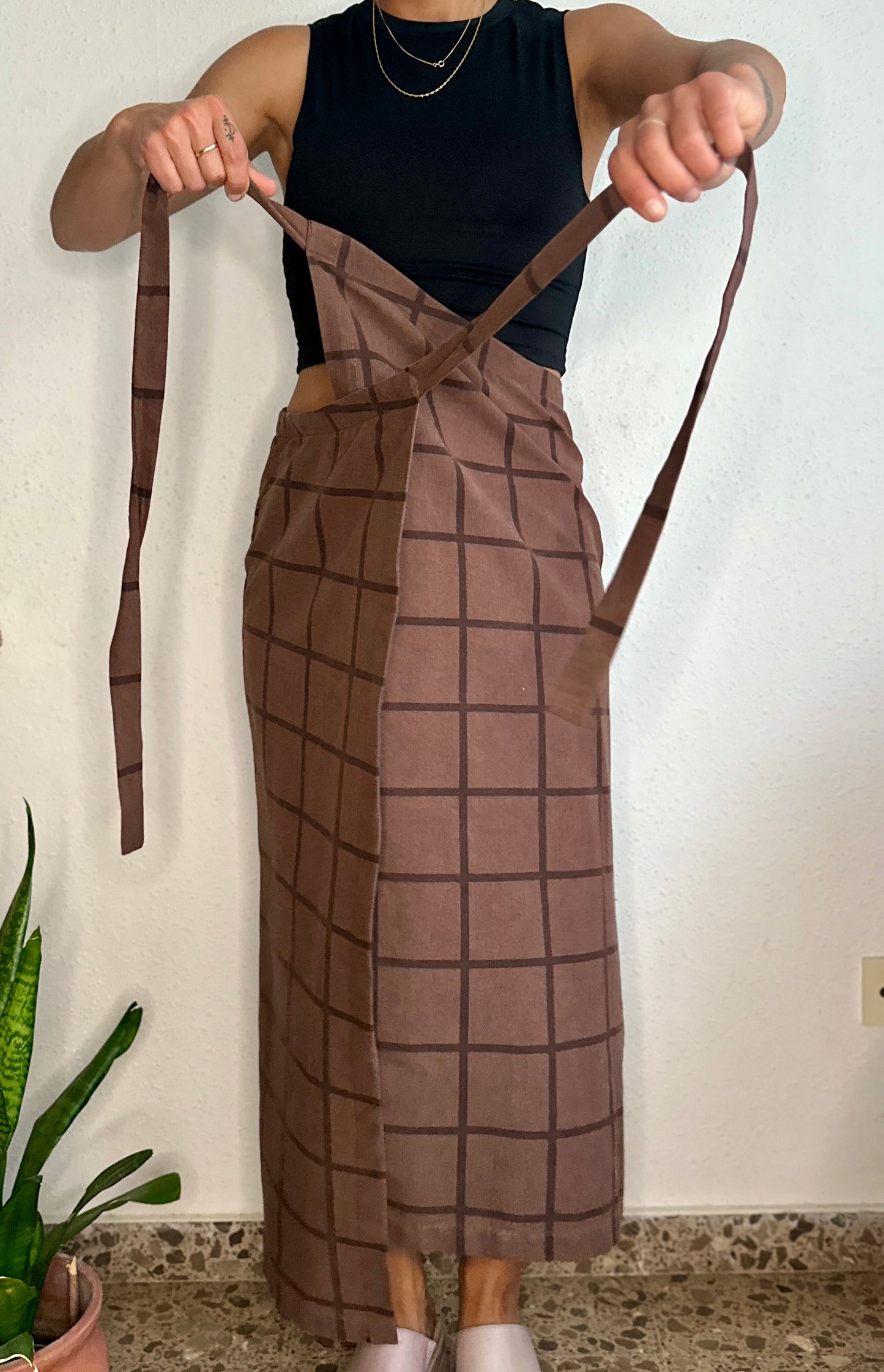 Brown maxi wrap skirt