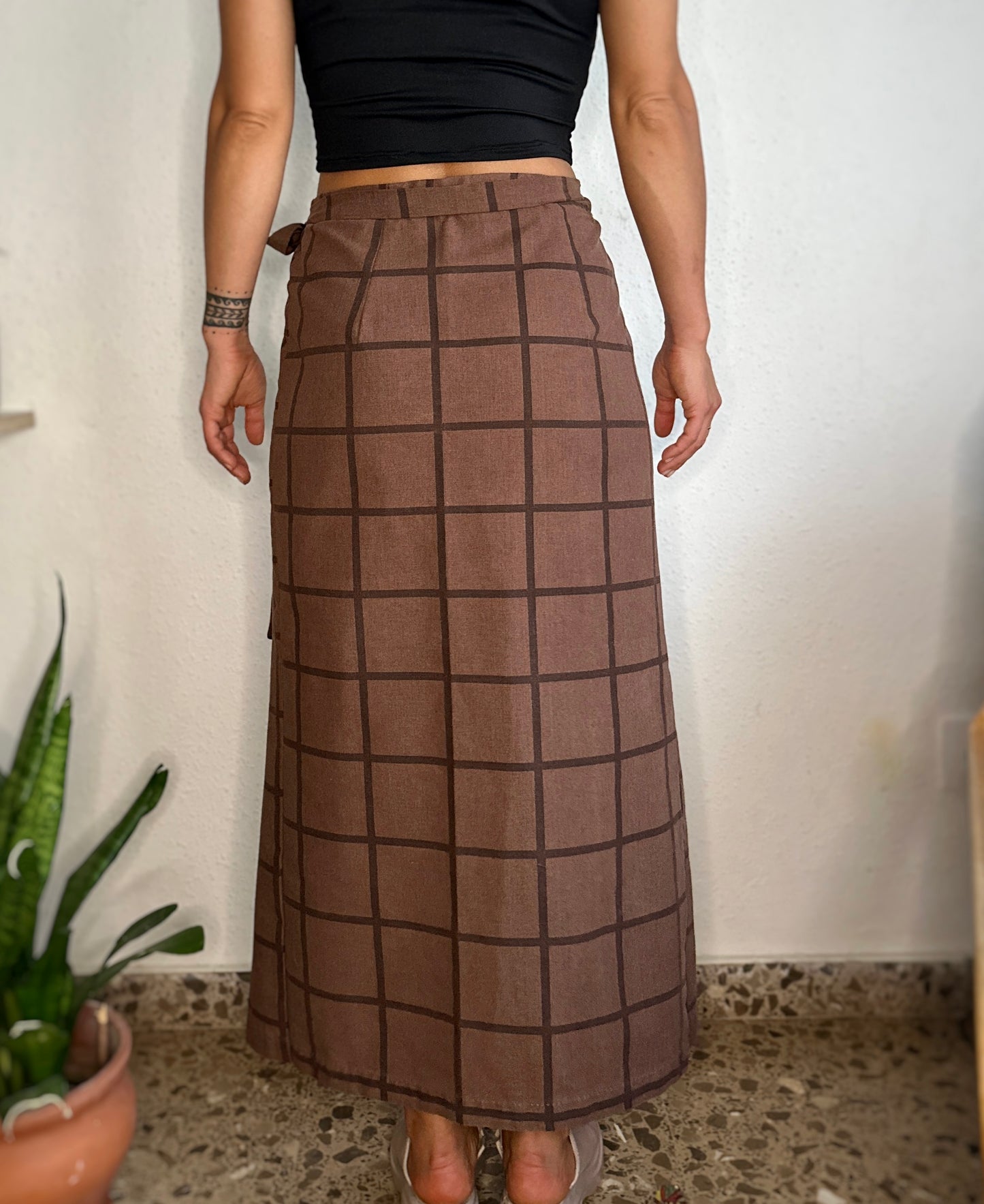 Brown maxi wrap skirt