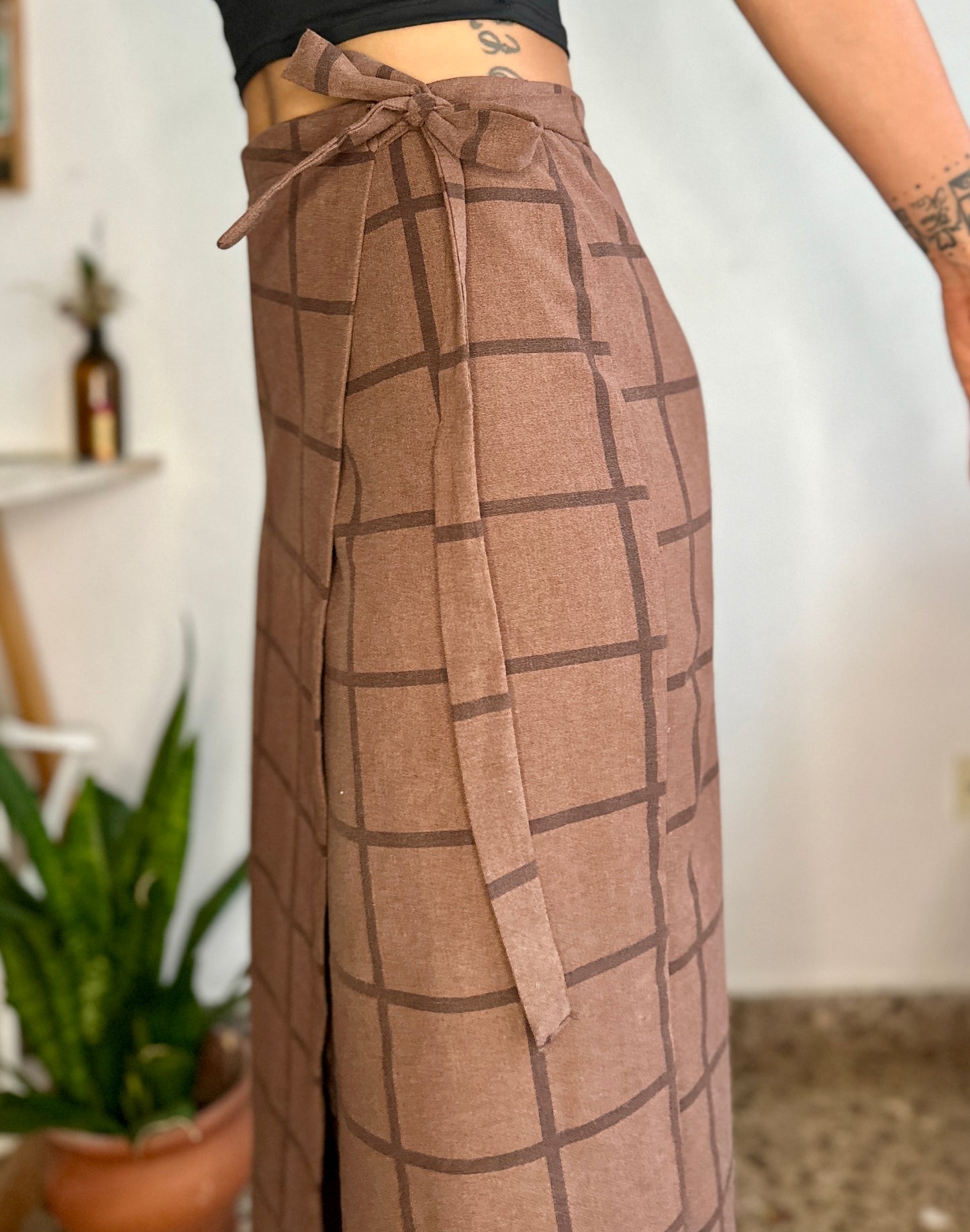 Brown maxi wrap skirt