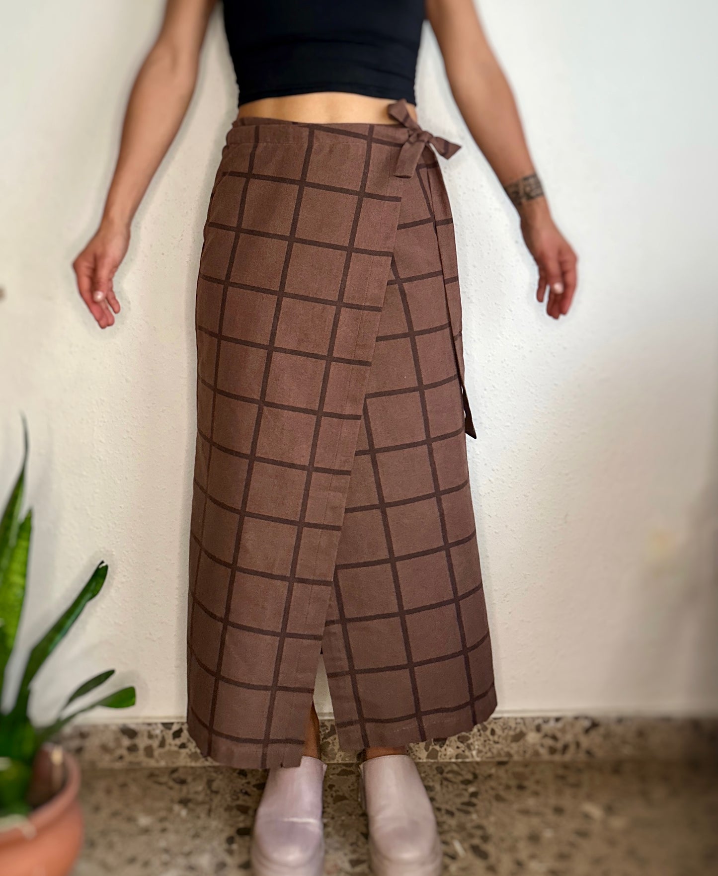 Brown maxi wrap skirt