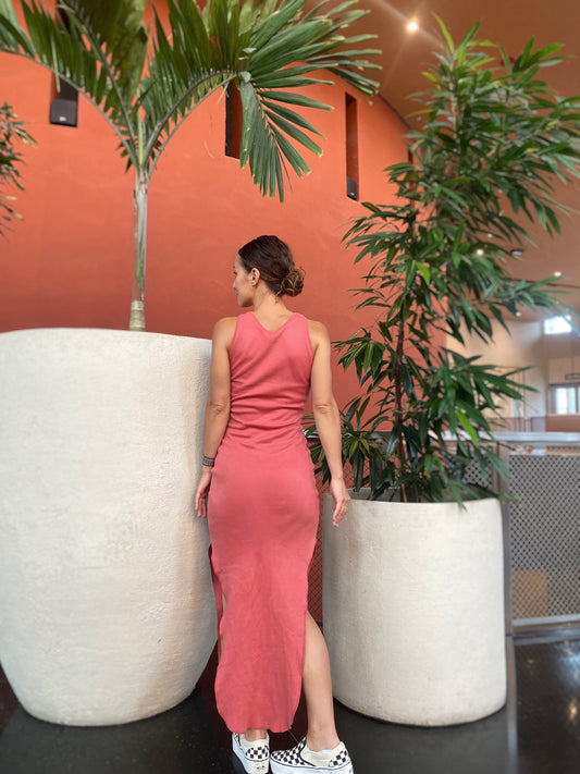 Coral tube dress